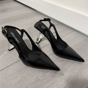JEFFREY CAMPBELL 
Creative Slingback Pointed Toe Pump - Black Box Silver